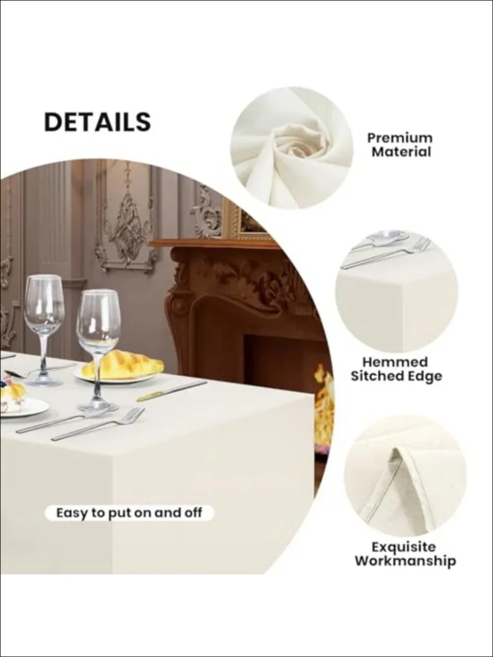 2 Pack Fitted Tablecloth 6 Ft Rectangle Waterproof Polyester Table Cover